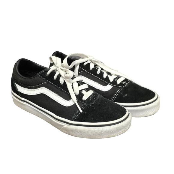 Vans Black & White Off The Wall Old Skool Low Top Canvas Skater Shoes Youth 3 - Picture 1 of 9